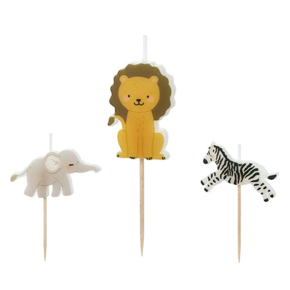 3 taartkaarsjes - Safari