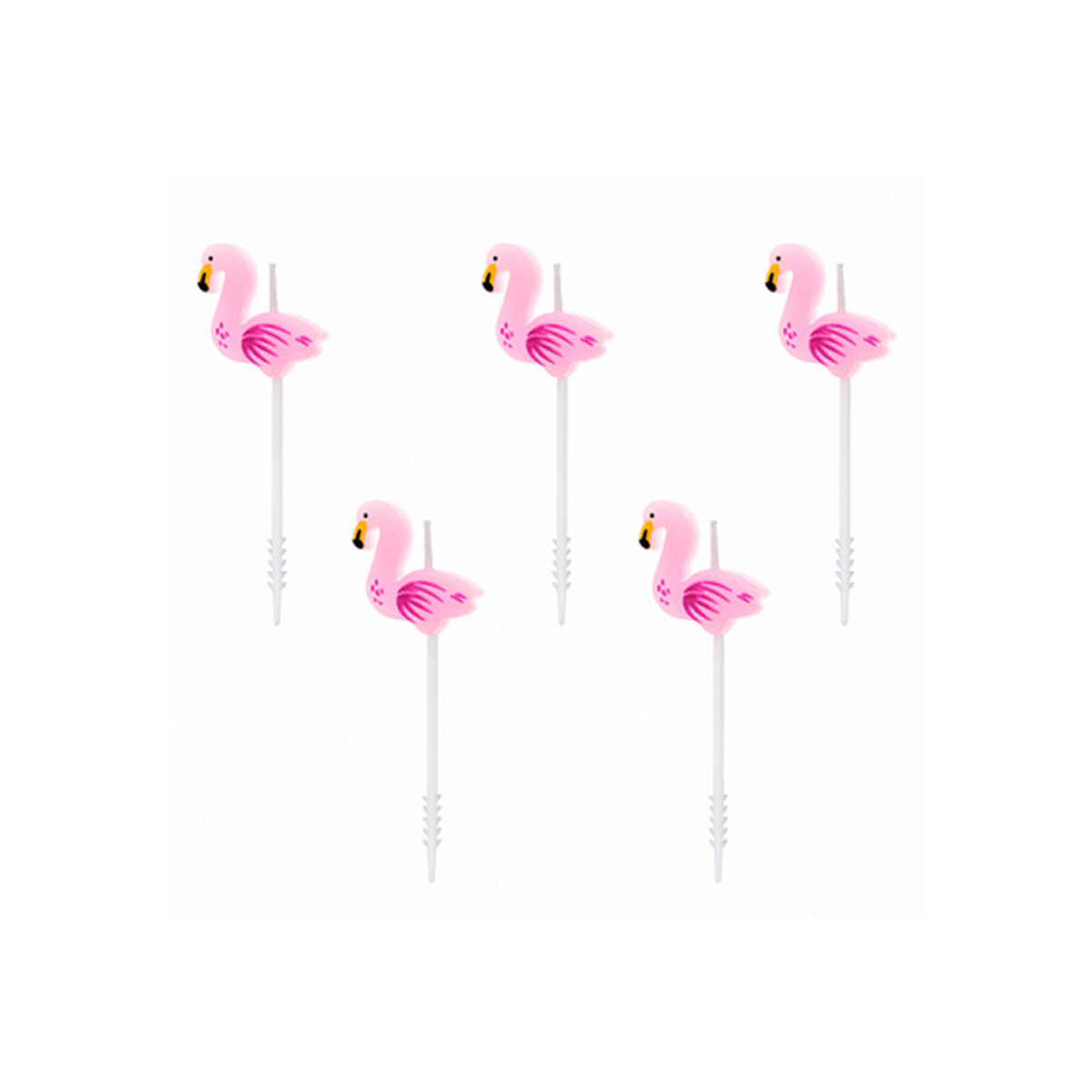 5 taartkaarsjes - Flamingo
