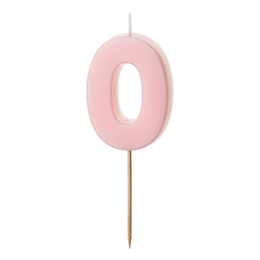 1 Taartkaars - Cijfer 0 - Roze