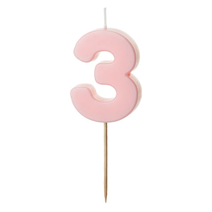 1 Taartkaars - Cijfer 3 - Roze