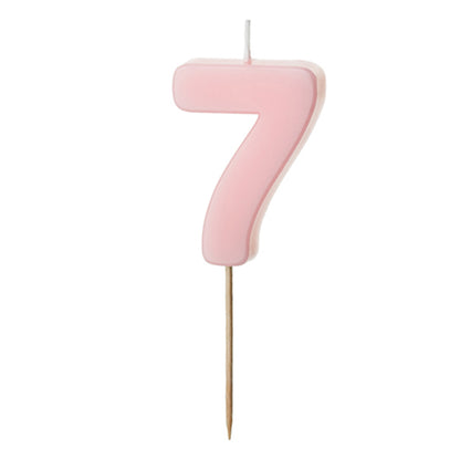 1 taartkaars - Cijfer 7 - Roze