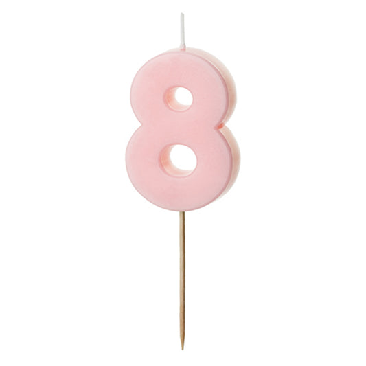 1 taartkaars - Cijfer 8 - Roze