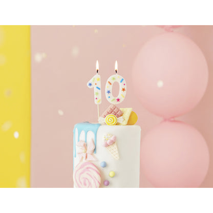 1 taartkaars - Cijfer 0 - Confetti