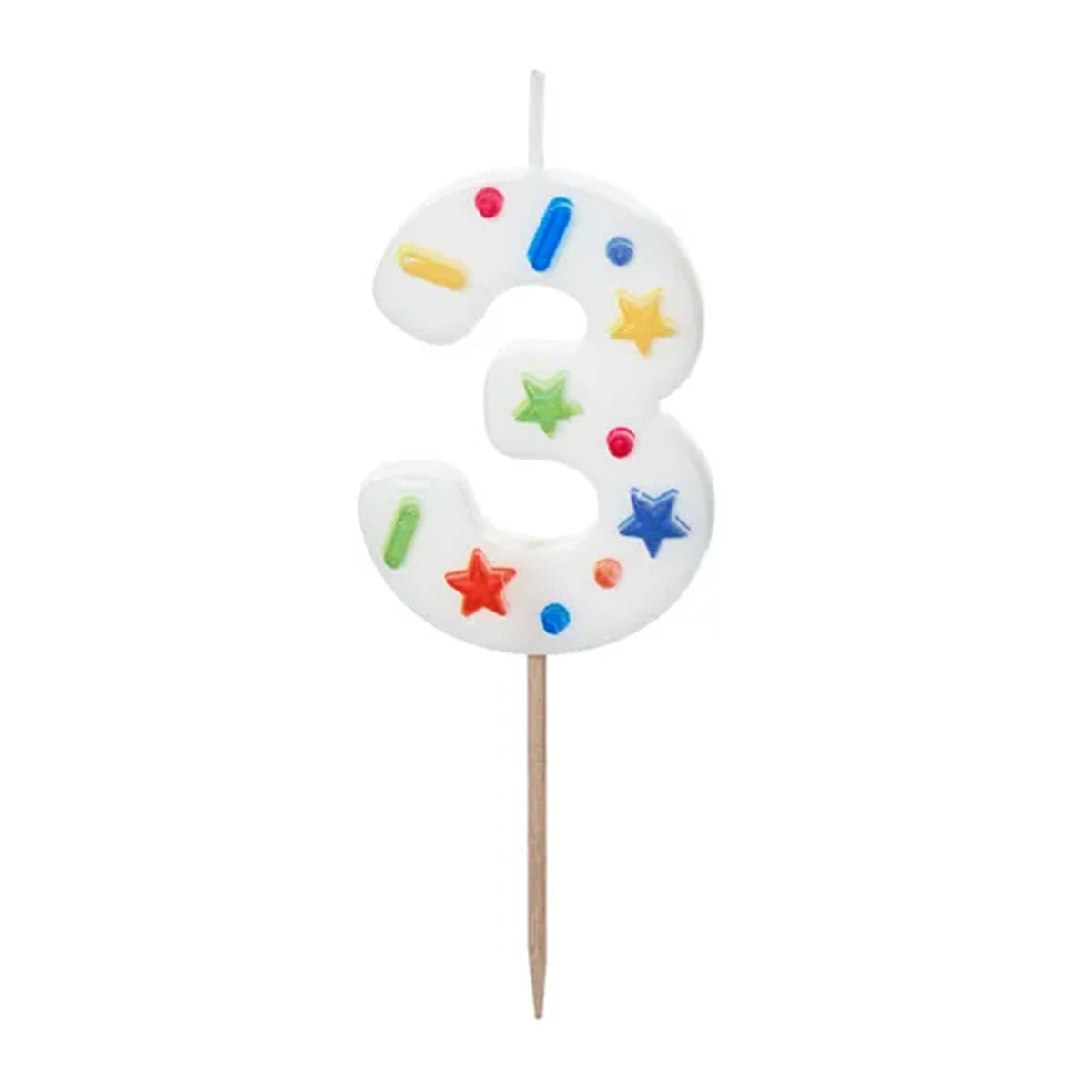1 Taartkaars - Cijfer 3 - Confetti