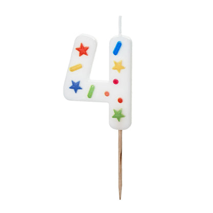 1 taartkaars - Cijfer 4 - Confetti