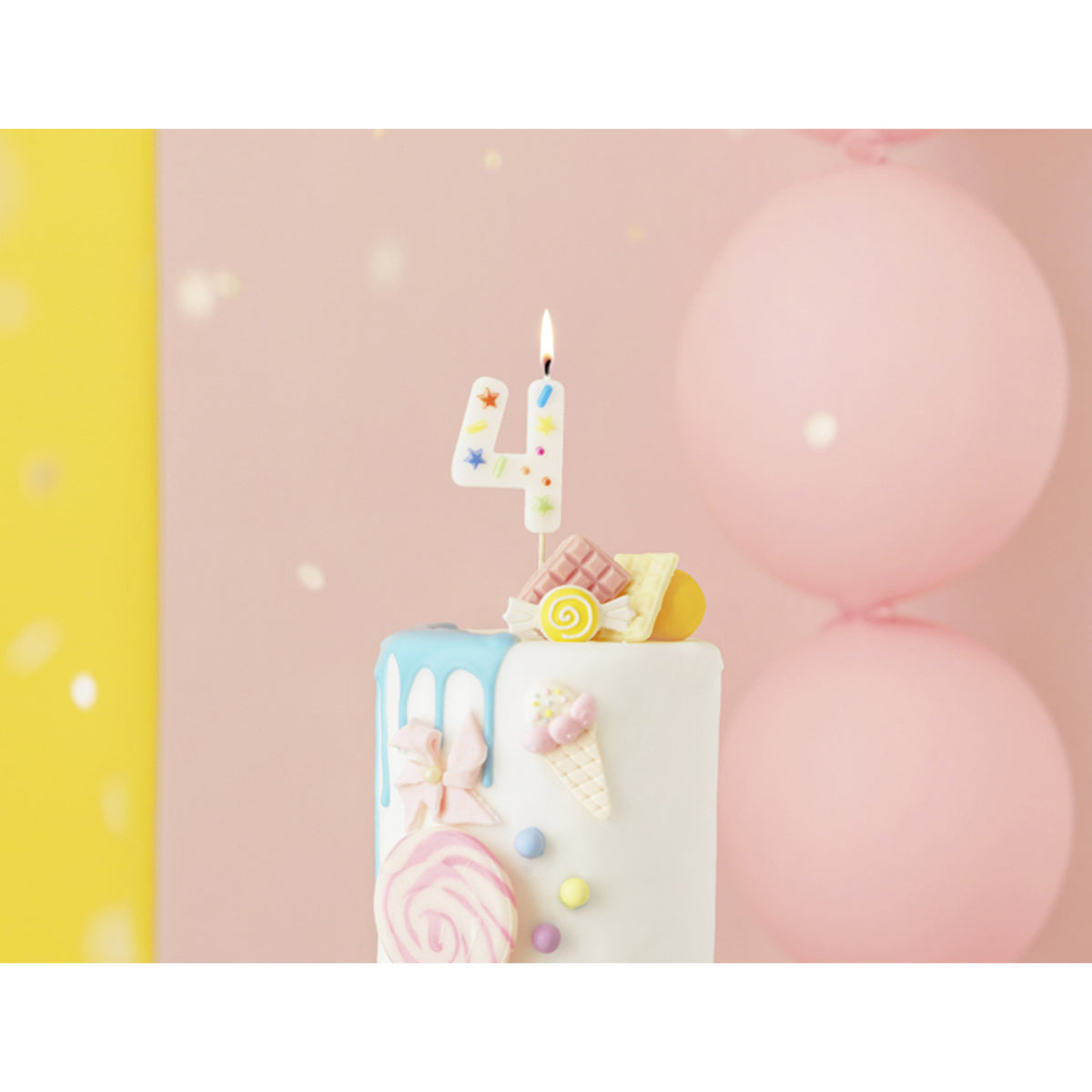 1 taartkaars - Cijfer 4 - Confetti