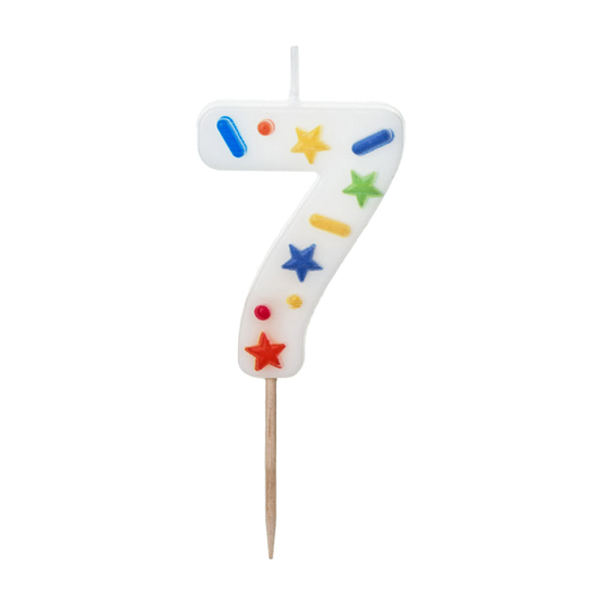 1 taartkaars - cijfer 7 - confetti