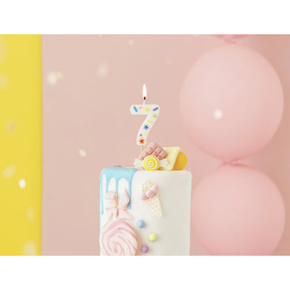 1 taartkaars - cijfer 7 - confetti