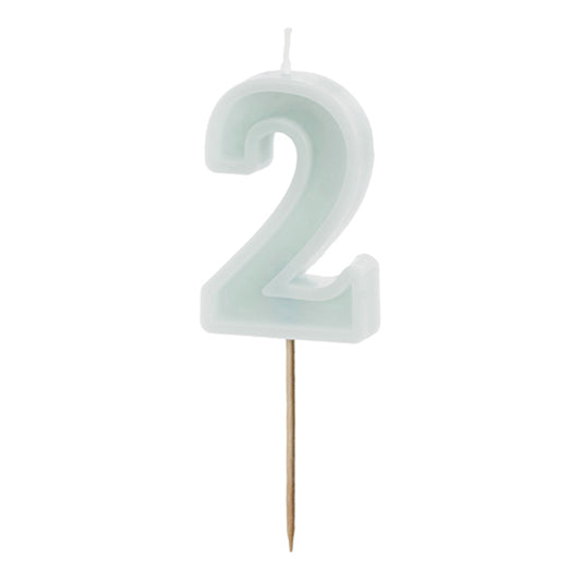 1 taartkaars - Cijfer 2 - Mint