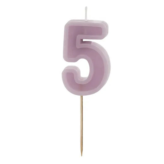 1 taartkaars - Cijfer 5 - Paars