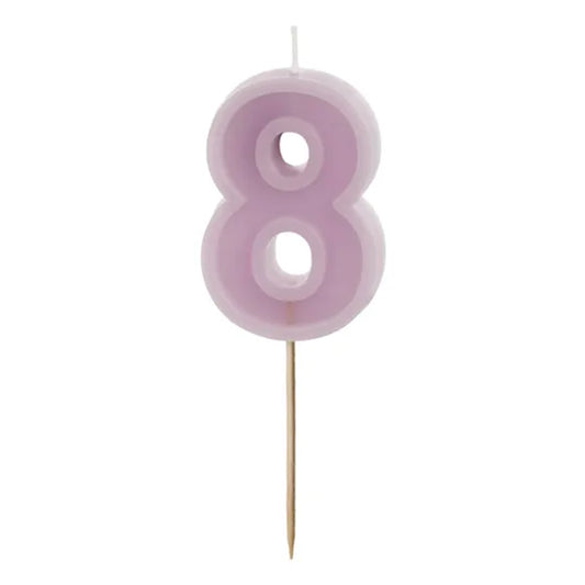 1 taartkaars - Cijfer 8 - Violet