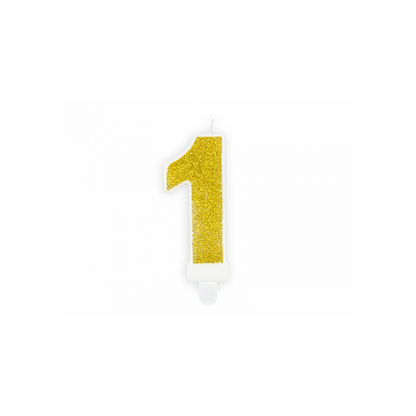 1 taartkaars - Cijfer 1 - Goud