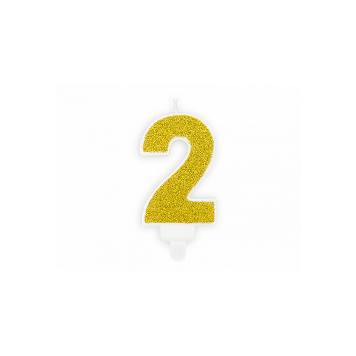 1 taartkaars - cijfer 2 - goud
