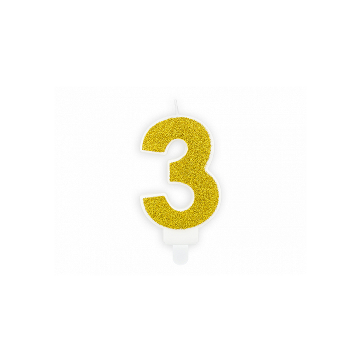 1 taartkaars - Cijfer 3 - Goud