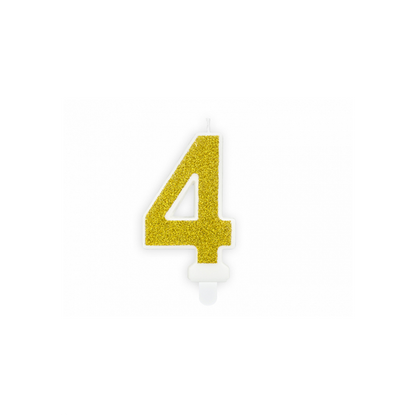 1 taartkaars - Cijfer 4 - Goud