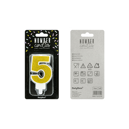 1 taartkaars - Cijfer 5 - Goud