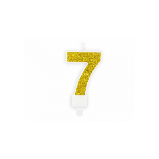 1 taartkaars - Cijfer 7 - Goud