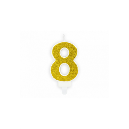 1 Taartkaars - Cijfer 8 - Goud