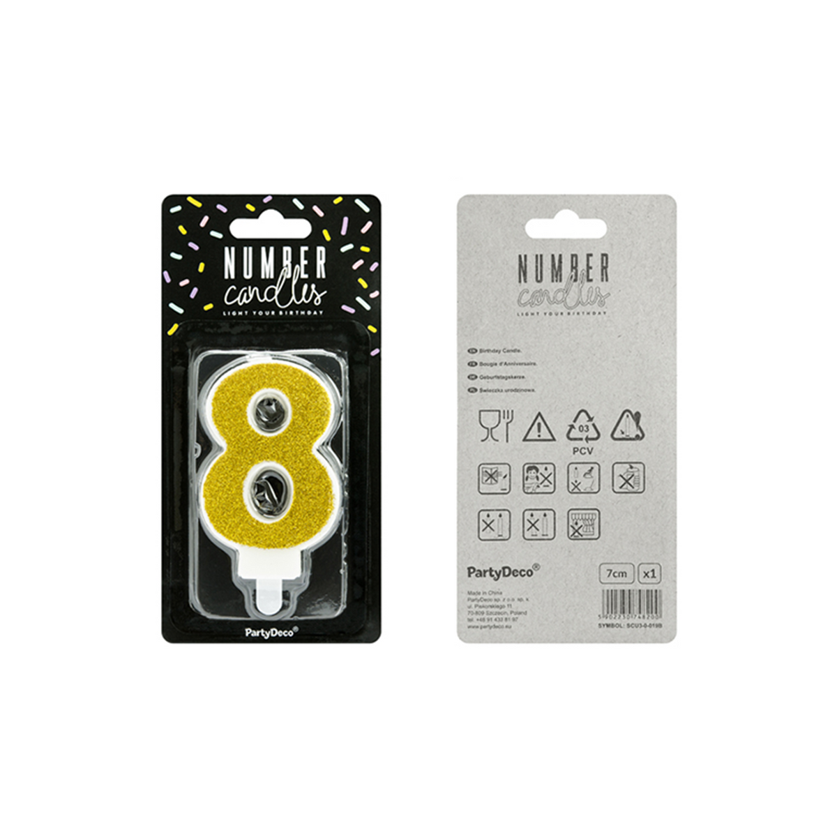 1 Taartkaars - Cijfer 8 - Goud