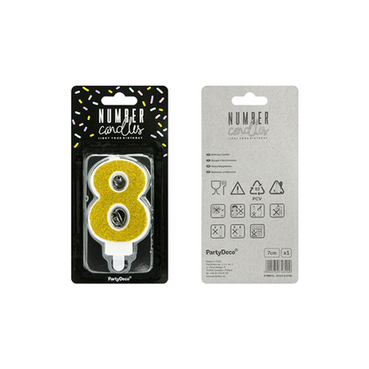 1 Taartkaars - Cijfer 8 - Goud