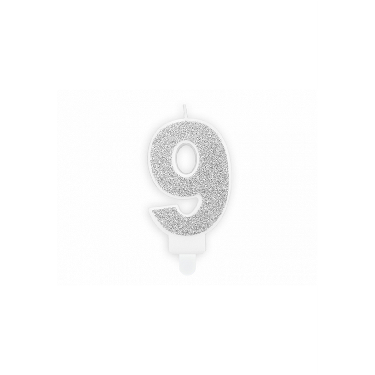 1 taartkaars - cijfer 9 - zilver
