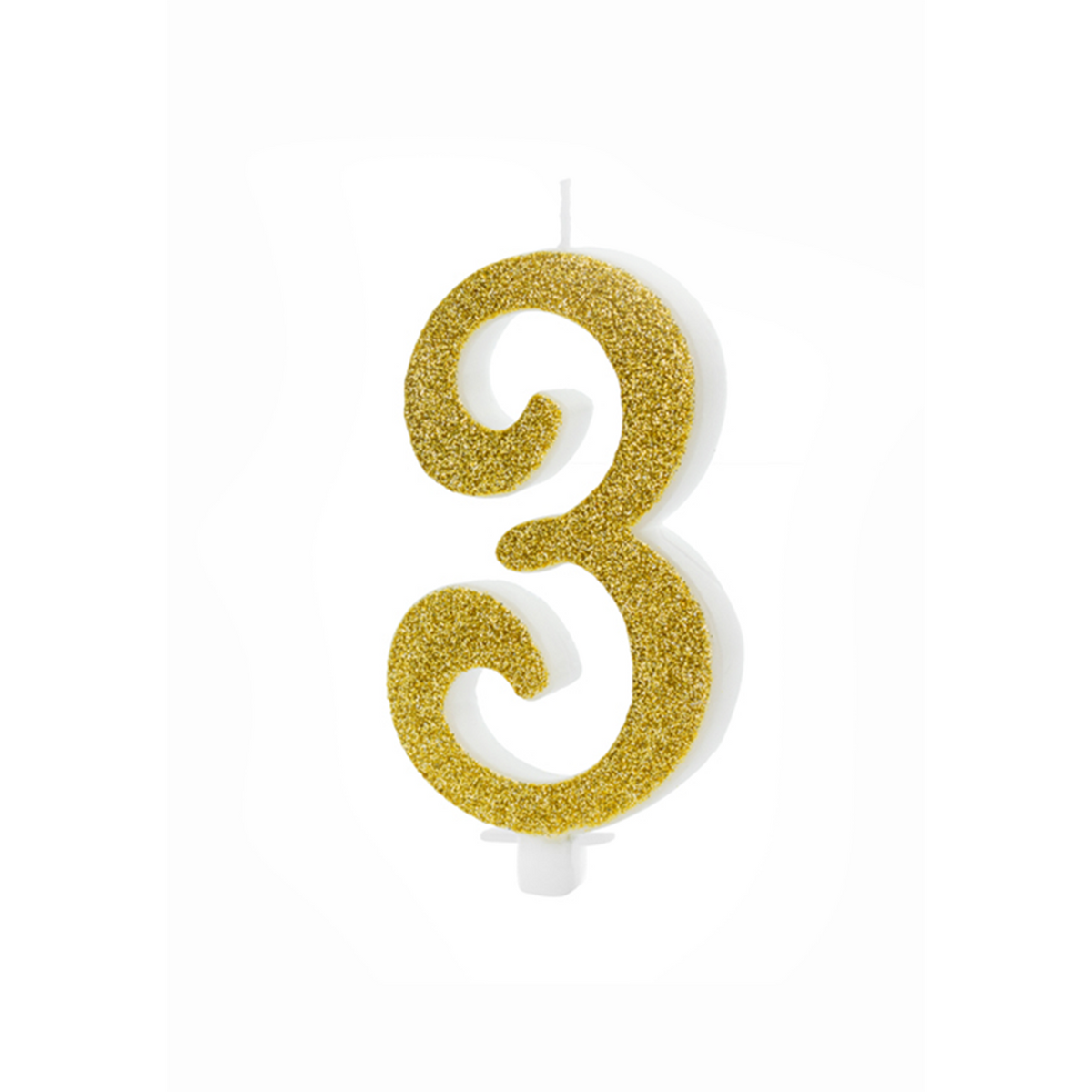 1 Taartkaars XL - Cijfer 3 - Goud Glittery