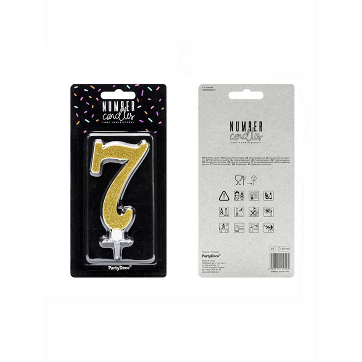 1 Taartkaars XL - Cijfer 7 - Goud Glitter