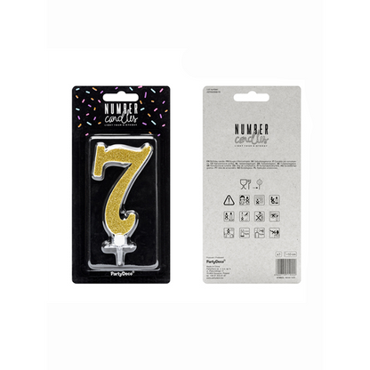 1 Taartkaars XL - Cijfer 7 - Goud Glitter