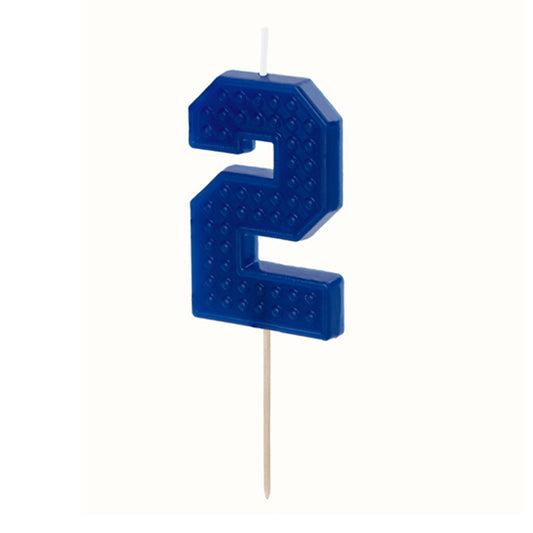 1 taartkaars - cijfer 2 - blauw