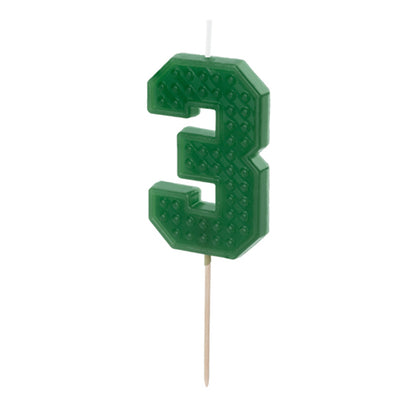 1 taartkaars - cijfer 3 - groen