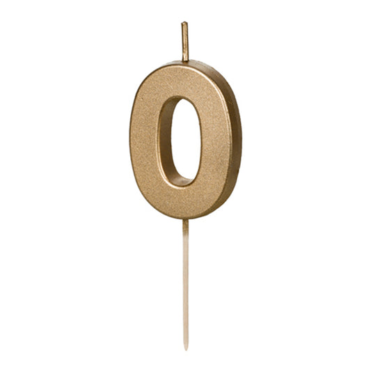 1 taartkaars - Cijfer 0 - Goud