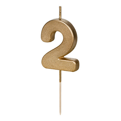 1 Taartkaars - Cijfer 2 - Goud
