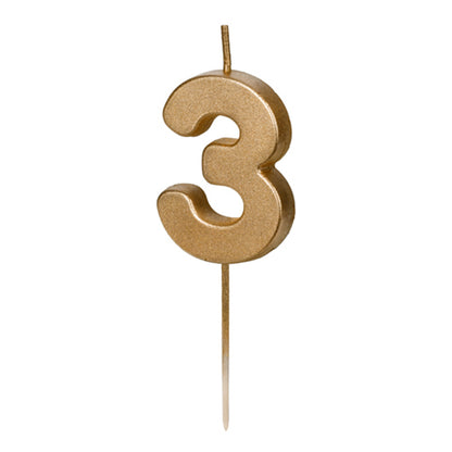 1 Taartkaars - Cijfer 3 - Goud