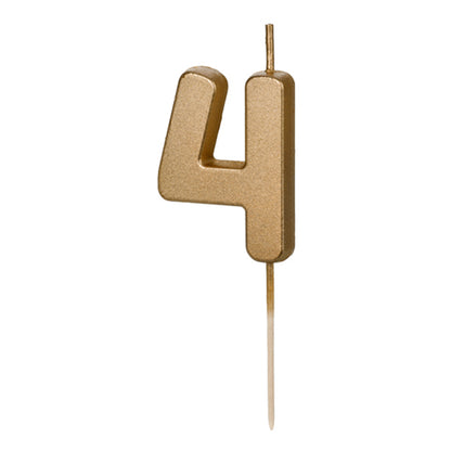 1 taartkaars - Cijfer 4 - Goud