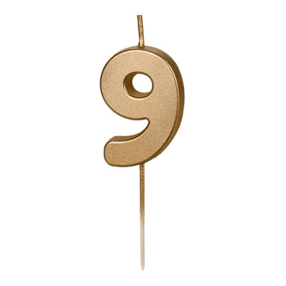 1 Taartkaars - Cijfer 9 - Goud