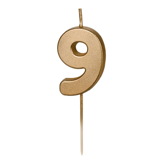 1 Taartkaars - Cijfer 9 - Goud