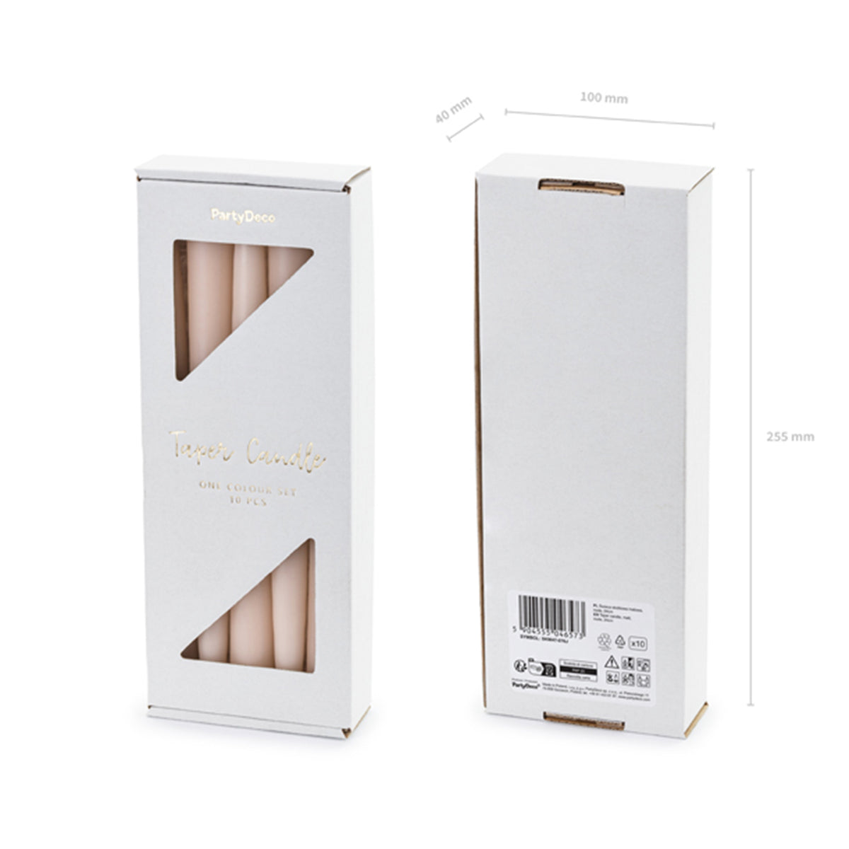 10 kegelkaarsen - nude