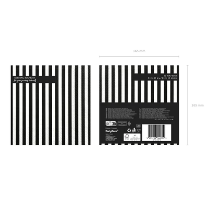 20 Servetten - Gestreepte - zwart - Ø 33cm