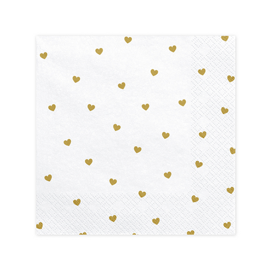 20 Servetten Trend - 33cm - White With Hearts
