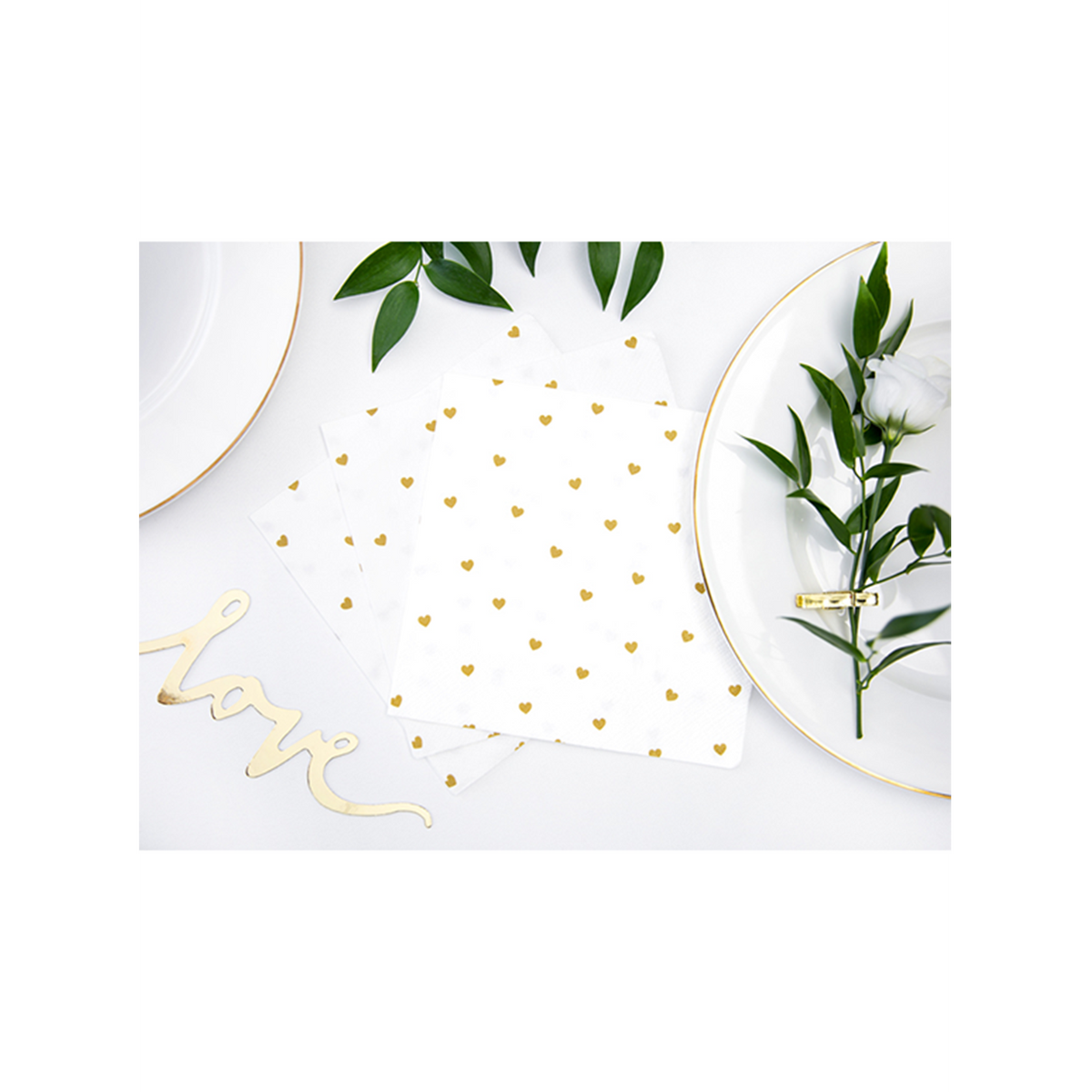 20 Servetten Trend - 33cm - White With Hearts