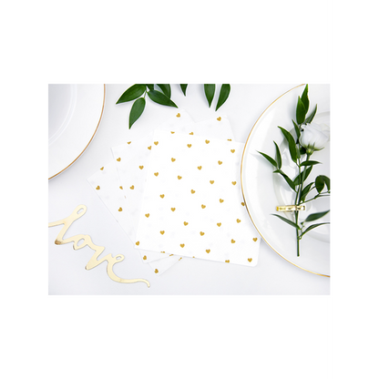 20 Servetten Trend - 33cm - White With Hearts
