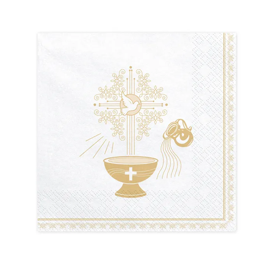 20 Servetten - Doop - goud - Ø 33cm