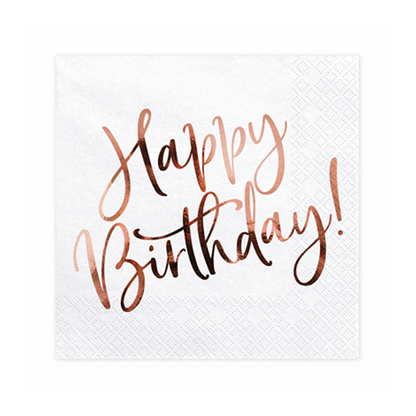 20 servetten Trend - 33 cm - Happy Birthday Roségoud