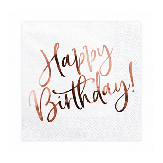 20 servetten Trend - 33 cm - Happy Birthday Roségoud