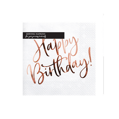 20 servetten Trend - 33 cm - Happy Birthday Roségoud