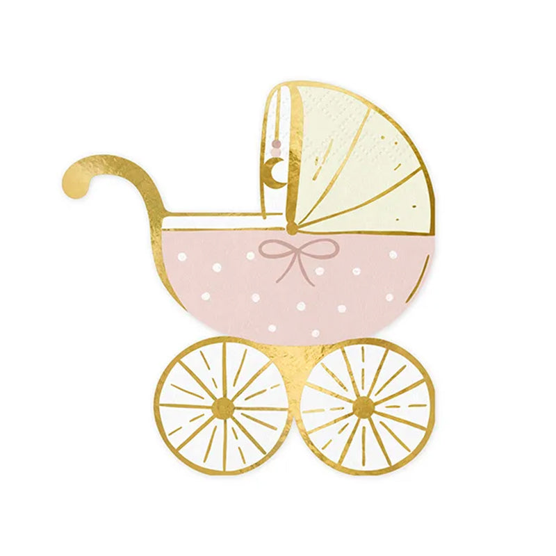 20 servetten Trend - 15 cm - Baby Stroller Roze