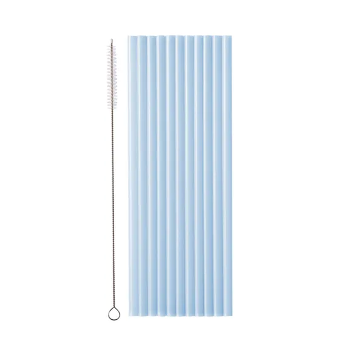 12 plastic rietjes - lichtblauw