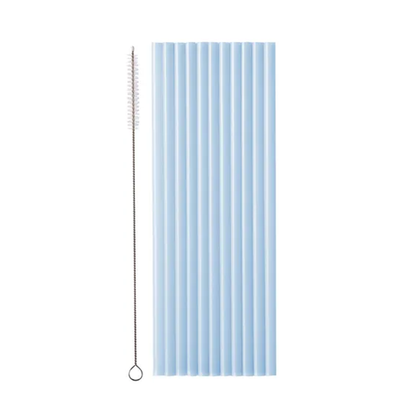 12 plastic rietjes - lichtblauw