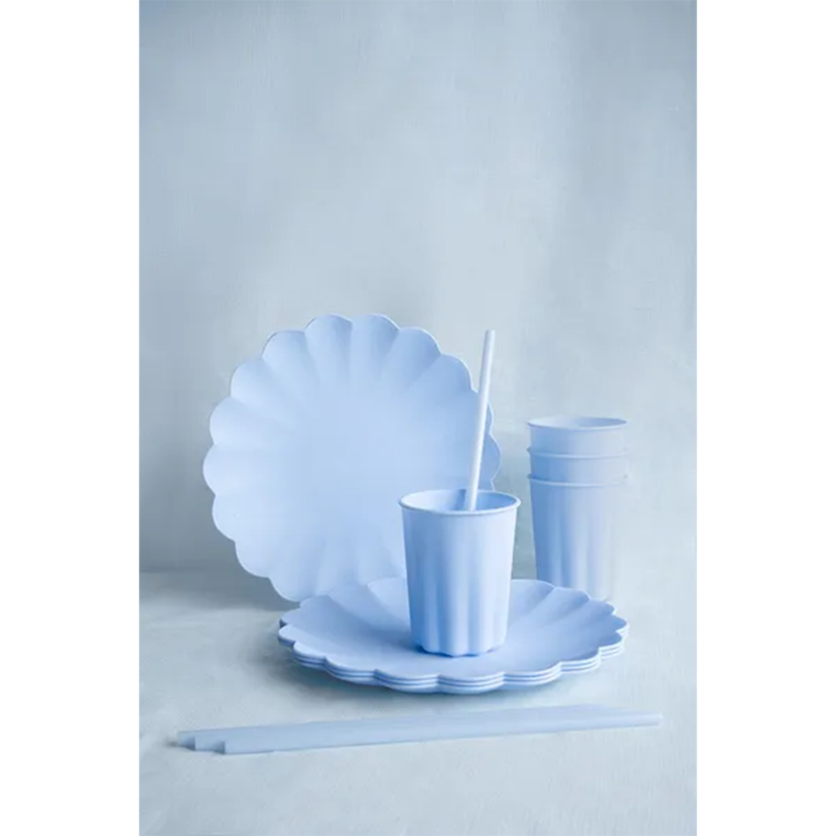 12 plastic rietjes - lichtblauw