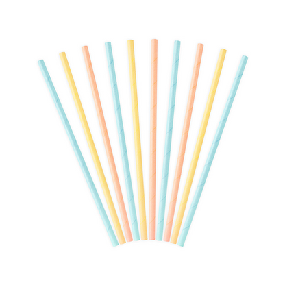 10 papieren rietjes - bont pastel